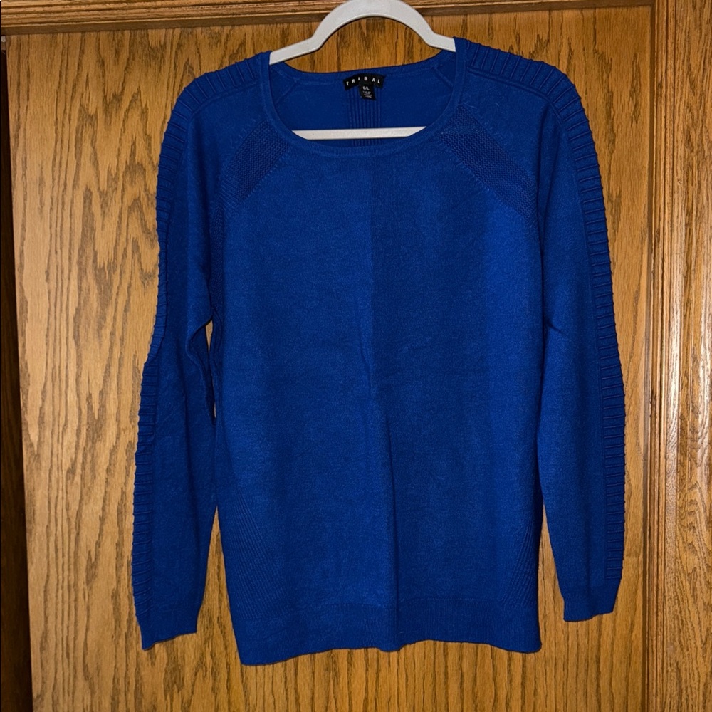 Like New Tribal Royal Blue Women's Sweater, Size L